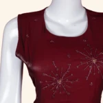 Deep Red Gold Embellished Long Frock (4)