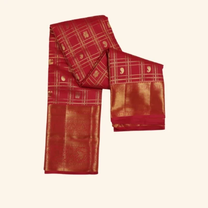 Deep Red Vintage Kanchi Pattu Saree (1)