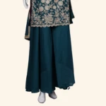 Deep Teal Blue Silk Embroidered Sharara set (3)
