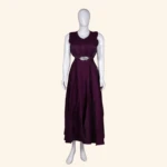 Deep Wine Embellished Long Frock (1)