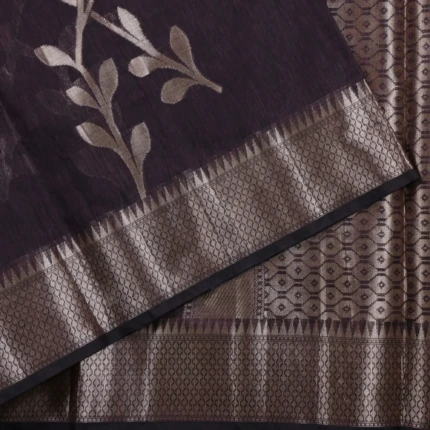 Deep Wine Floral Zari Saree (3) - Copy