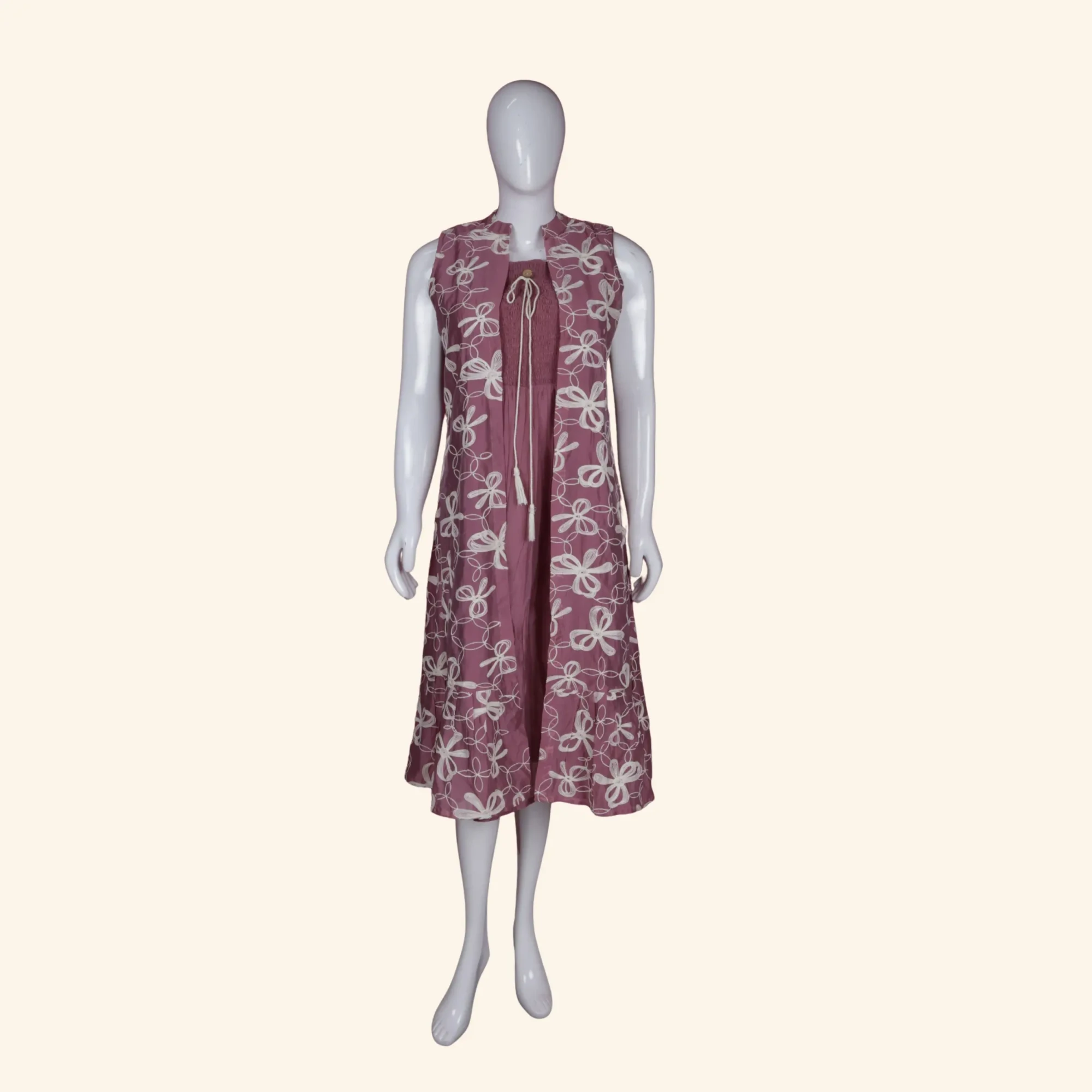 Dusty Rose Embroidered Layered Long Frock (1) Dusty Rose Embroidered Layered Long Frock (1)