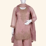 Dusty Rose Pink Chanderi Tissue Silk Embroidered Sharara (2)