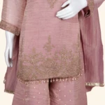 Dusty Rose Pink Chanderi Tissue Silk Embroidered Sharara (4)
