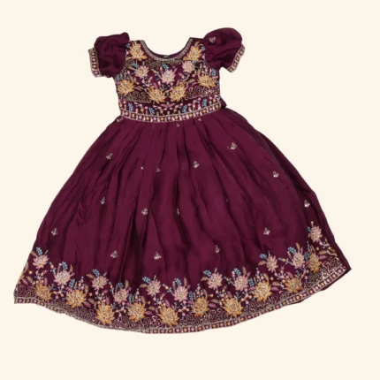 Girls Burgundy Frock (1)
