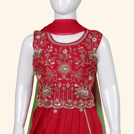 Girls Crystal Red Crop Top (2)