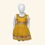 Girls Golden Yellow Short Frock (1)