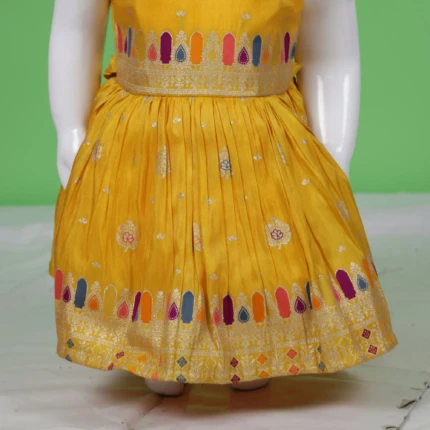 Girls Golden Yellow Short Frock (2)