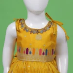 Girls Golden Yellow Short Frock (3)