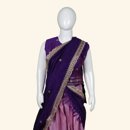 Girls Lilac Purple Half Sarees (2)