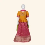 Girls Mustard Yellow Pink Crop Top (1)