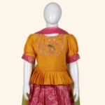 Girls Mustard Yellow Pink Crop Top (2)