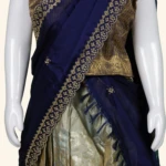 Girls Navy Blue Cream Half Sarees (3)