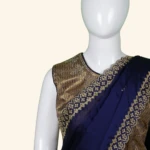 Girls Navy Blue Cream Half Sarees (5)