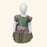 Girls Pastel Green Lilac Short Frock (1)