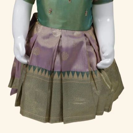 Girls Pastel Green Lilac Short Frock (2)