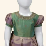 Girls Pastel Green Lilac Short Frock (3)