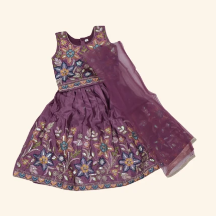 Girls Purple Embroided Crop Top (1)