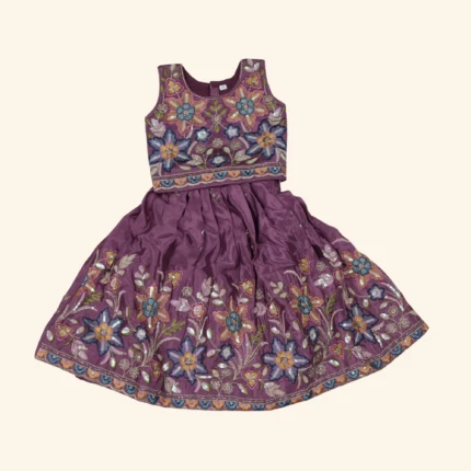 Girls Purple Embroided Crop Top (2)
