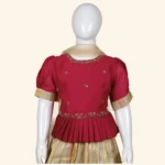 Girls Red Cream Multicolour Crop Top (2)