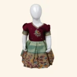 Girls Red Pastel Green Short Frock (1)