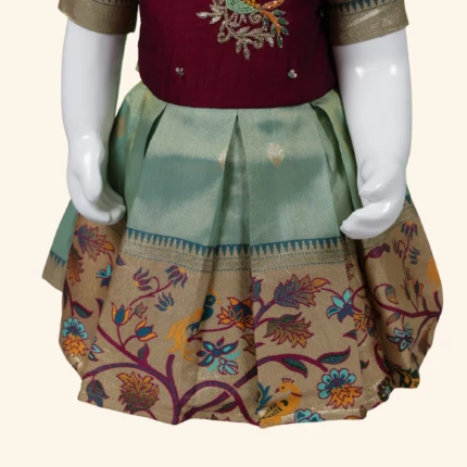 Girls Red Pastel Green Short Frock (2)