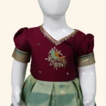 Girls Red Pastel Green Short Frock (3)