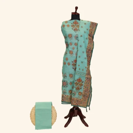 Green Kota Dress Material (1)