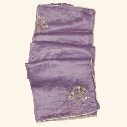 Lavender Purple Sequin Floral Handwork Silk Saree (1)