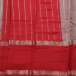 Light Beige & Red Metallic Zari Stripes Fancy Saree (4)