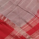Light Beige & Red Metallic Zari Stripes Fancy Saree (5)