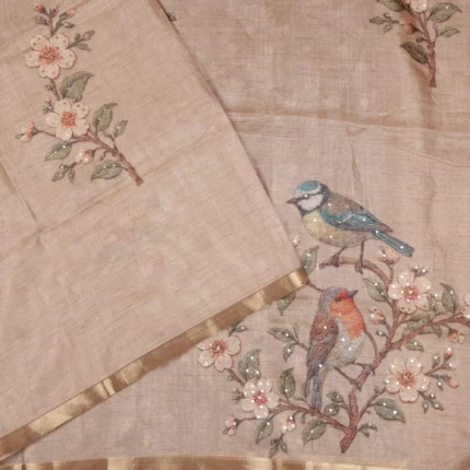 Light Brown Tussar Saree (2)