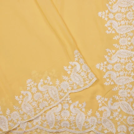 Light Yellow Thread Embroidered Scallop Saree (3)