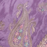 Lilac Purple Paisley Embroidered Silk Saree (5)