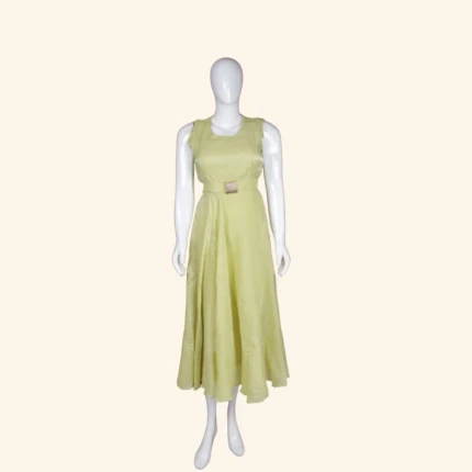 Lime Green Embellished Long Frock (1)