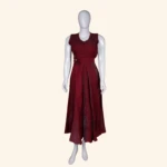 Maroon Floral Applique Long Frock (1)