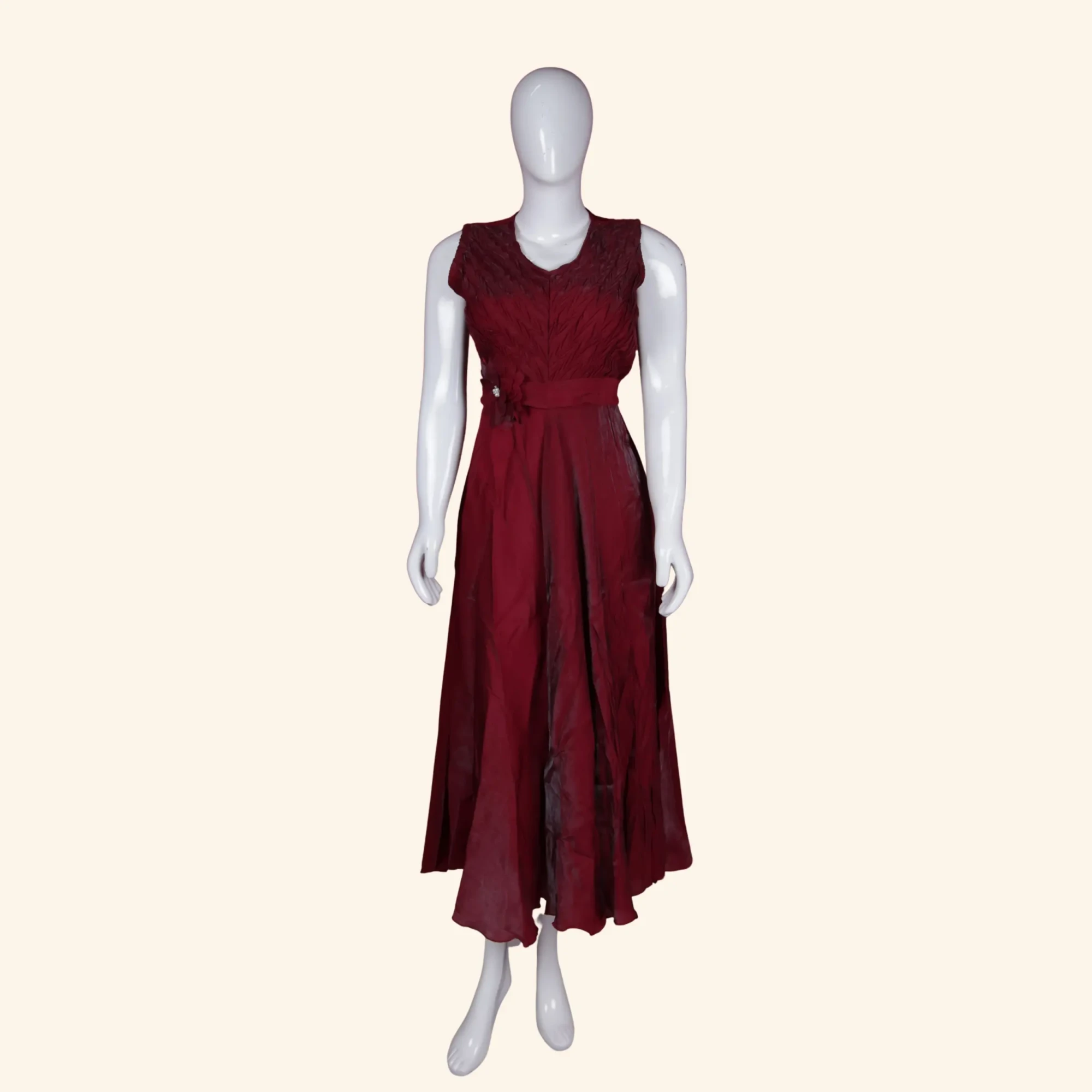 Maroon Floral Applique Long Frock (1) Maroon Floral Applique Long Frock (1)