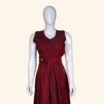 Maroon Floral Applique Long Frock (2)