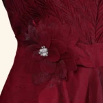 Maroon Floral Applique Long Frock (3)