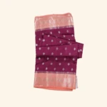 Maroon Saree with Peach Zari Floral Borde (1)