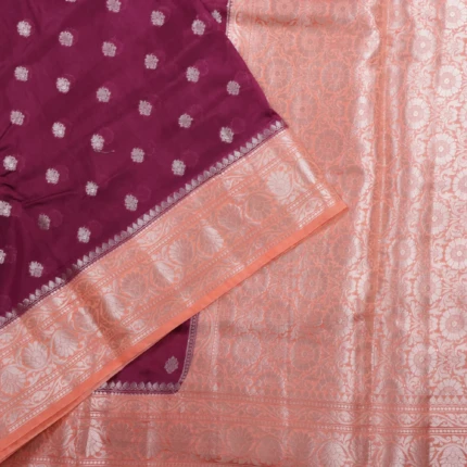 Maroon Saree with Peach Zari Floral Borde (3)