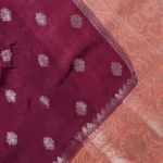 Maroon Saree with Peach Zari Floral Borde (5)
