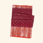 Maroon & Vermilion Red Woven Check Fancy Saree (1)