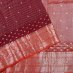 Maroon & Vermilion Red Woven Check Fancy Saree (3)