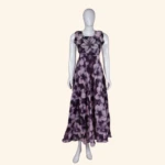 Mauve & Charcoal Floral Hand-Embroidered Long Frock (1)