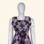 Mauve & Charcoal Floral Hand-Embroidered Long Frock (2)