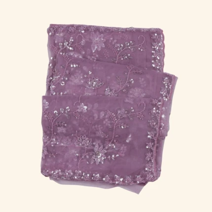 mauve netted designer saree (1)