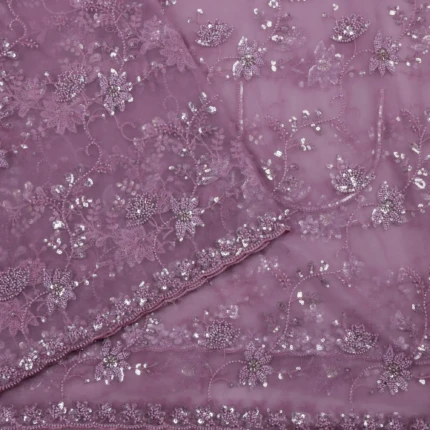 mauve netted designer saree (3)