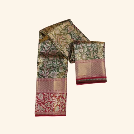 Mehandi Green Kanchipursm Pattu Saree (1)