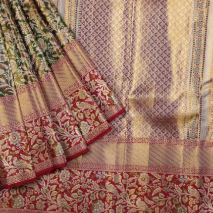Mehandi Green Kanchipursm Pattu Saree (3)